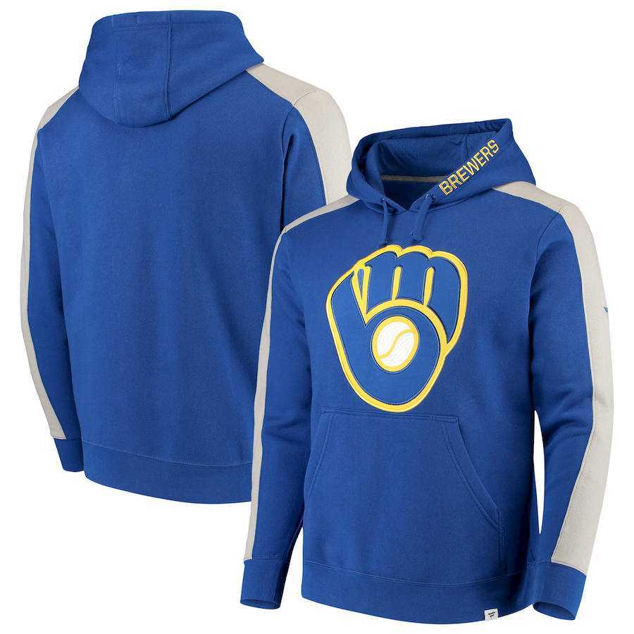 Men's Milwaukee Brewers Fanatics Branded Iconic Fleece Pullover Hoodie Royal & Gray,We sell and wholesale Men's Milwaukee Brewers Fanatics Branded Iconic Fleece Pullover Hoodie Royal & Gray on line form chian!